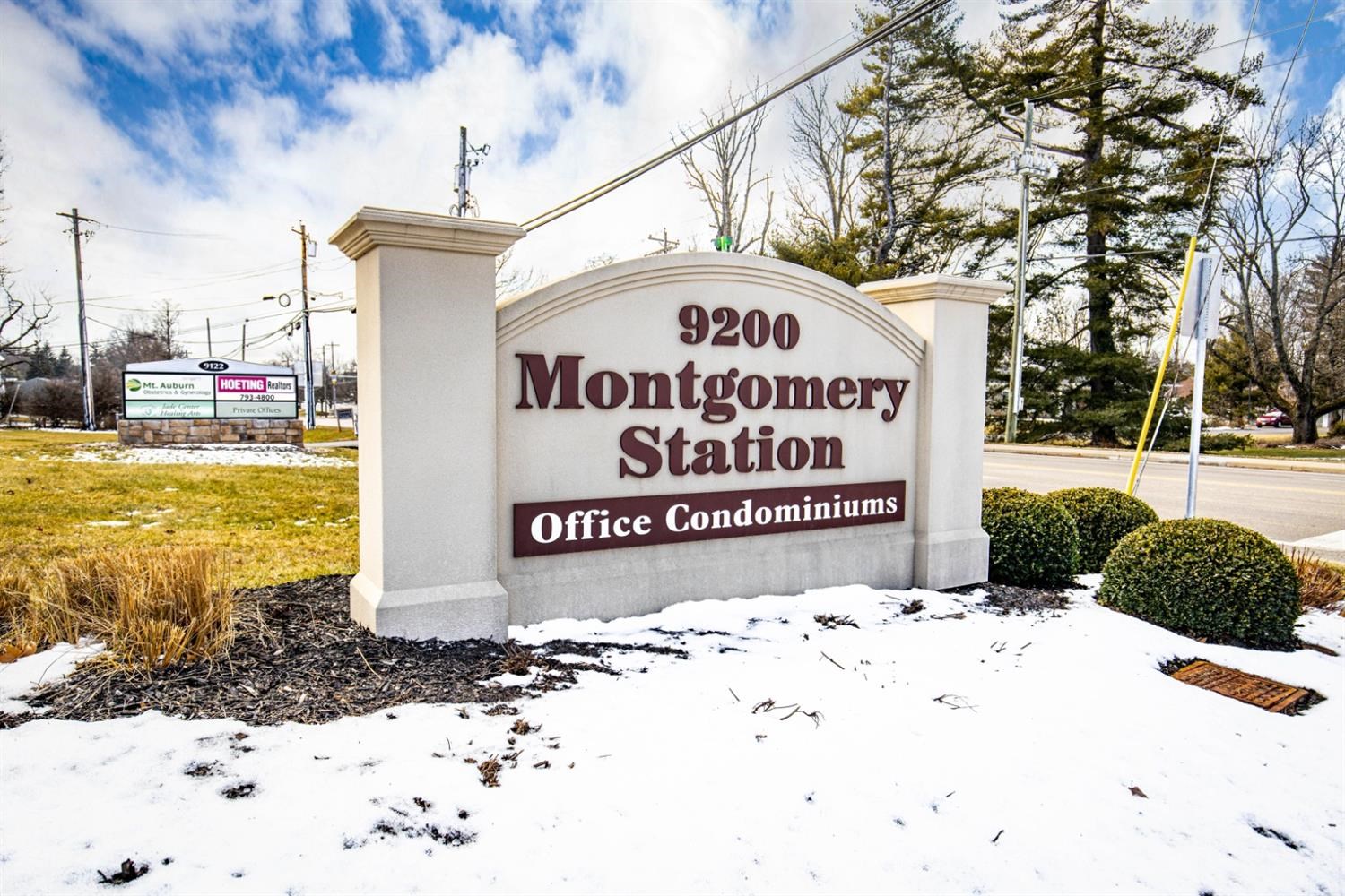 Sign for Montgomery Station, where Cincinnati Center for DBT is located in Cincinnati, Ohio