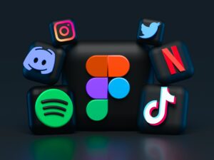 A black background with icons for Instagram, Twitter, TikTok, Netflix, Spotify, and Twitch