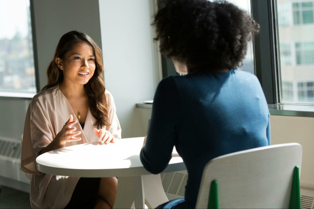 A therapist and parent having a consultation about DBT Skills for their child