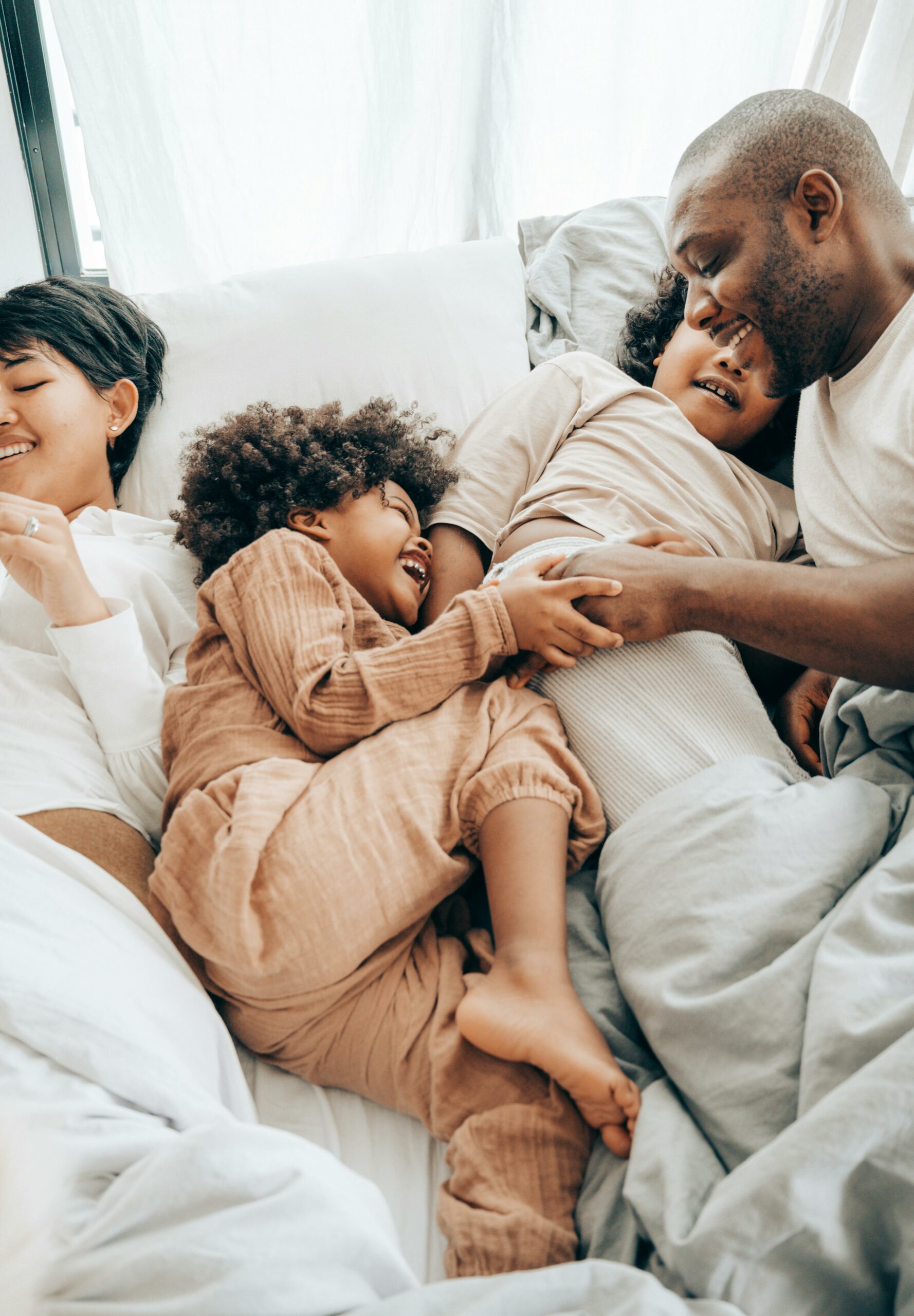 Parents spending time with their children in the morning providing them with attention and care